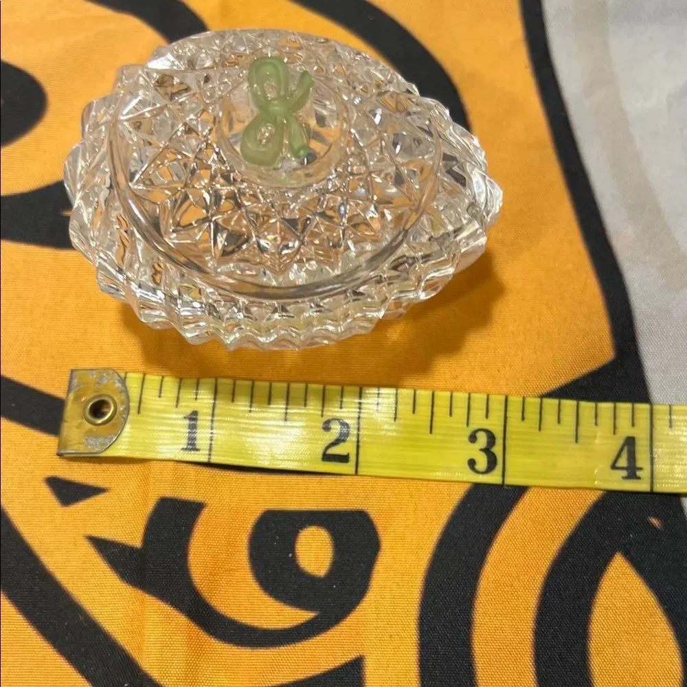 Vintage Enesco Crystal Egg with Green Bow Accent